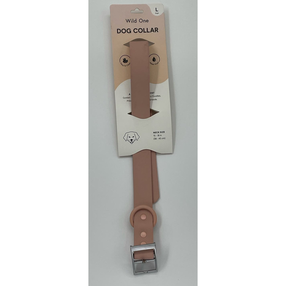 Wild One Adjustable Waterproof Flex-Poly Coated Nylon Dog Collar (L) Blush